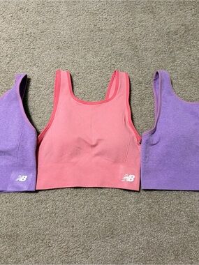 New Balance Pink and Purple Seamless Sports Bras (3-Pack)